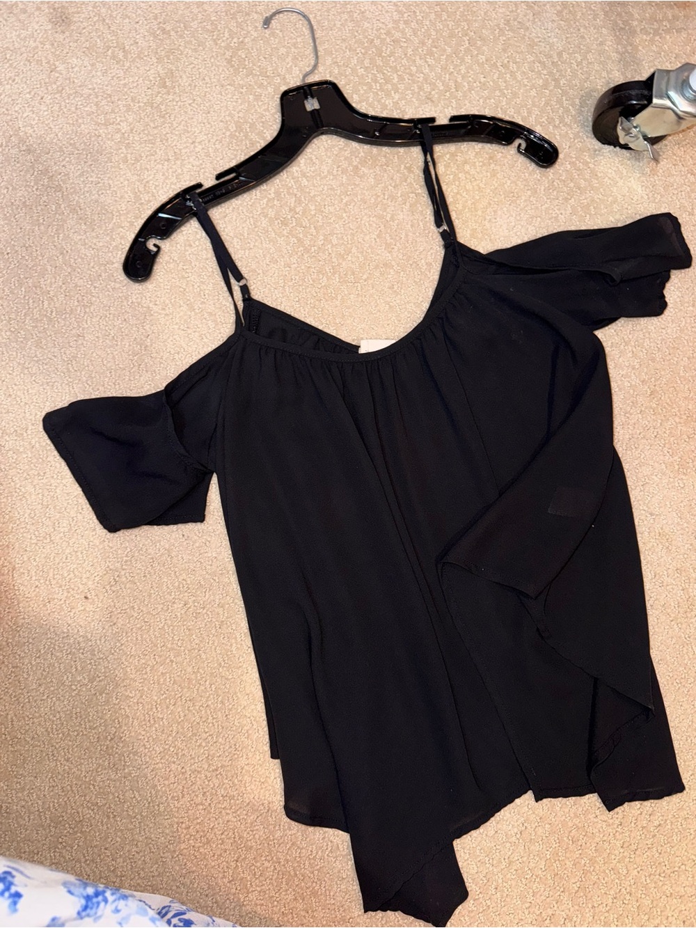 Sienna Sky Black Cold-Shoulder Flutter Sleeve Top